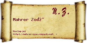 Mahrer Zoé névjegykártya